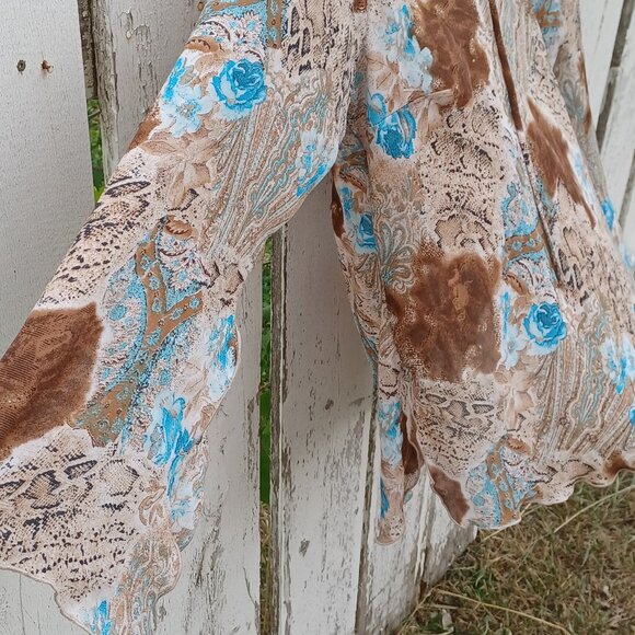 MXM Brown and Blue Patterned Blouse - Picture 4 of 9